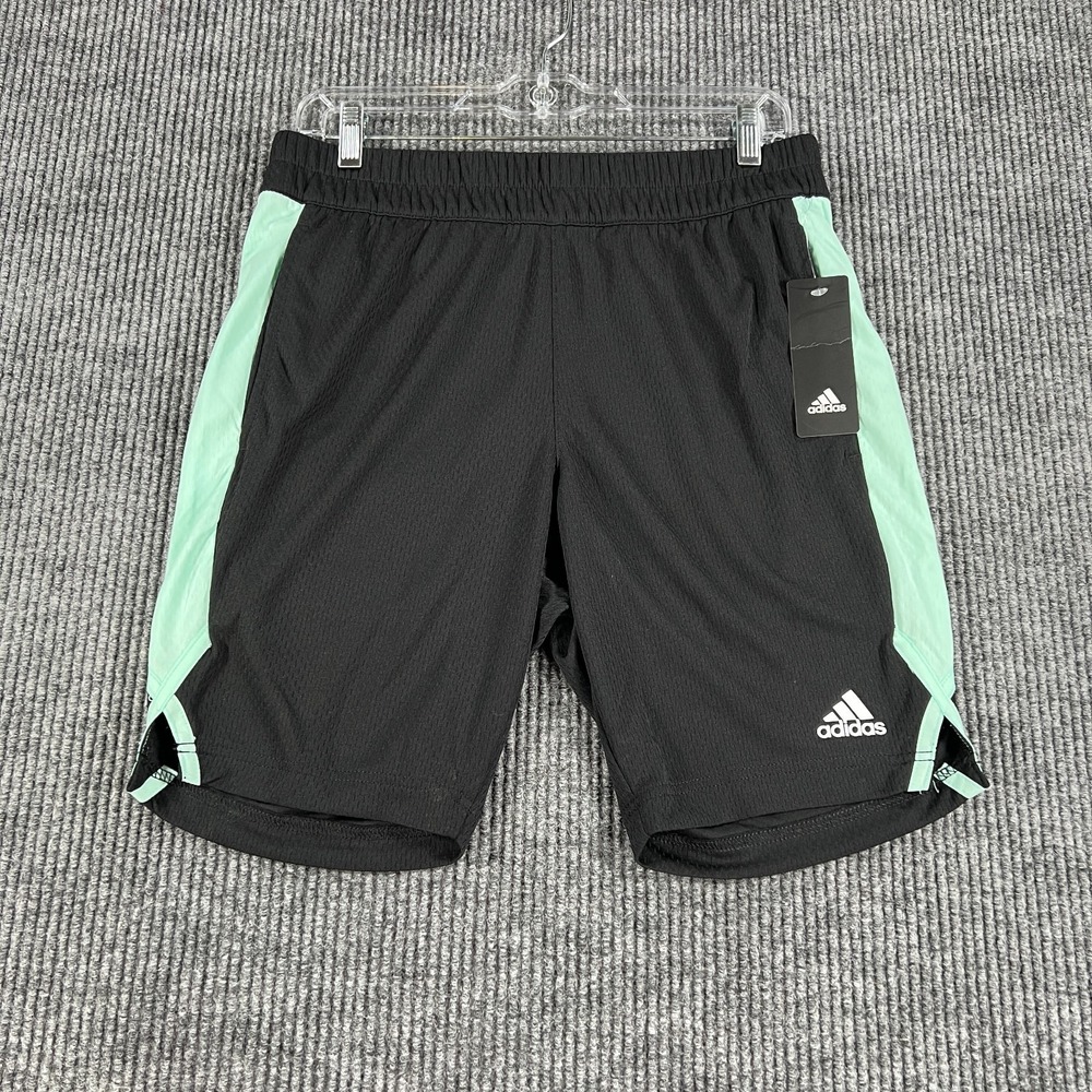 Adidas Golf Shorts Mens Medium Black Green Athletic‎ Performance Activewear New
